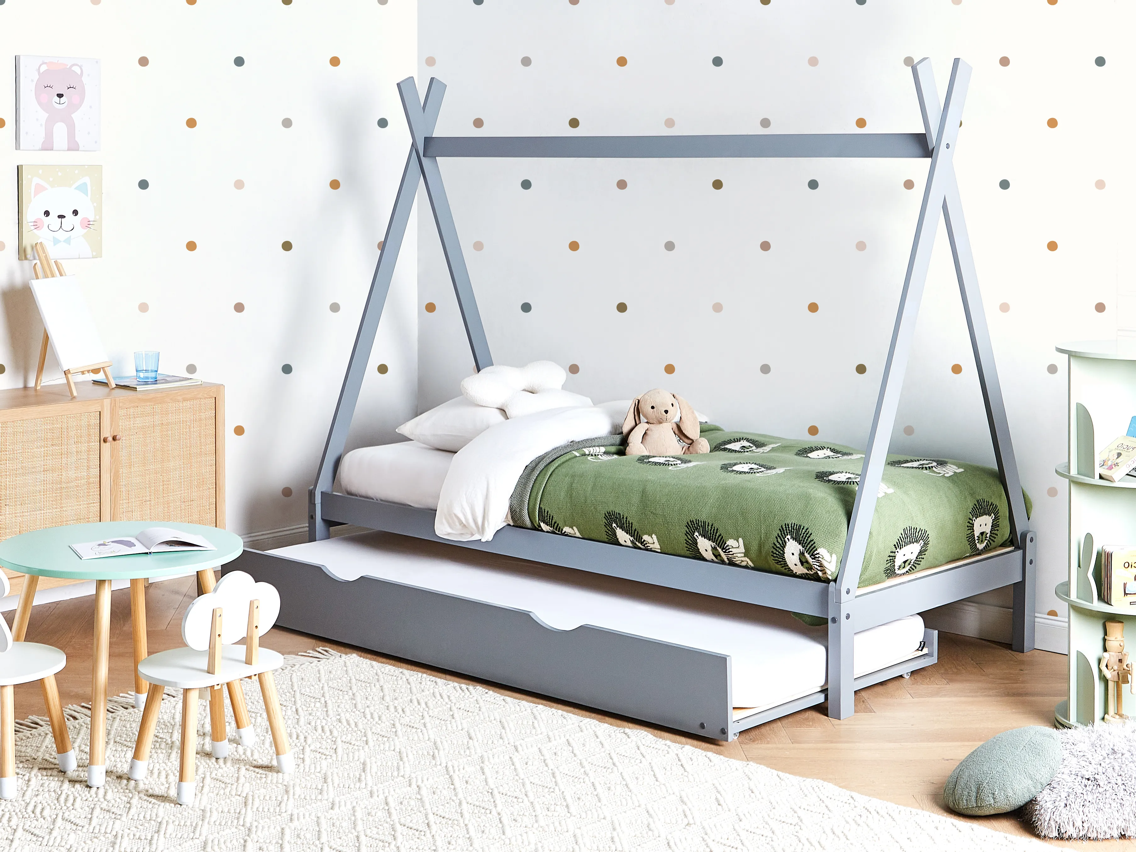 Kinderonderschuifbed Dennenhout TALMONTIERS 90 x 200 cm Grijs