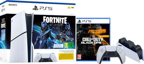 PS5 Slim Disc Edition + Fortnite Voucher + Black Ops 6 + Extra Controller + Oplaadstation