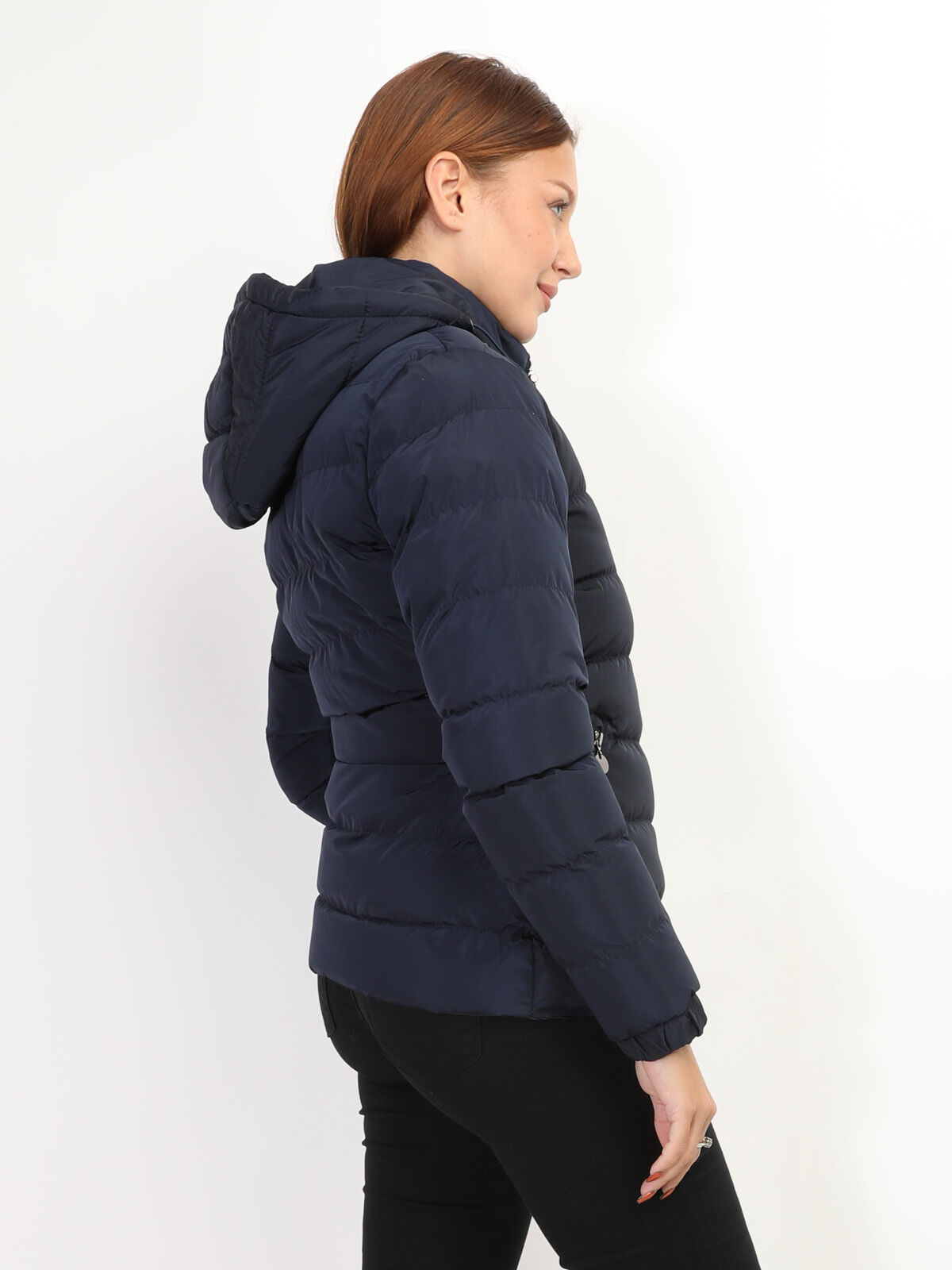 Doudoune matelassée avec capuche- Bleu marine