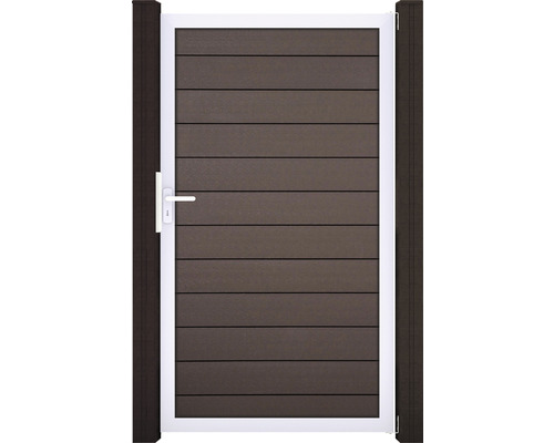 Enkele poort GroJa Flex voorgemonteerd zonder palen, frame zilver 100 x 180 cm terra
