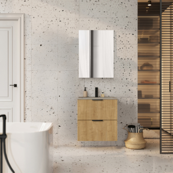 Atlantic wastafelonderkast Raff eik ribbelfront 60 x 45,2 x 63,5 cm