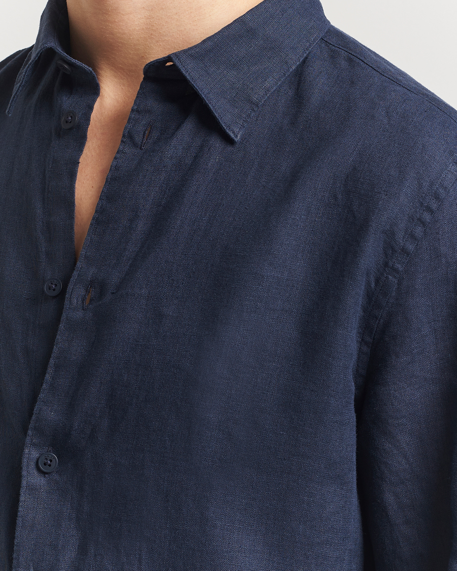NN07 Enzo Linen Shirt Navy Blue