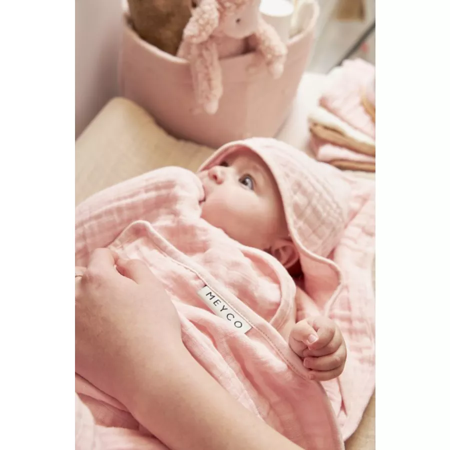 MEYCO Musslin Kapuzentuch Uni Soft Pink 80 x 80 cm