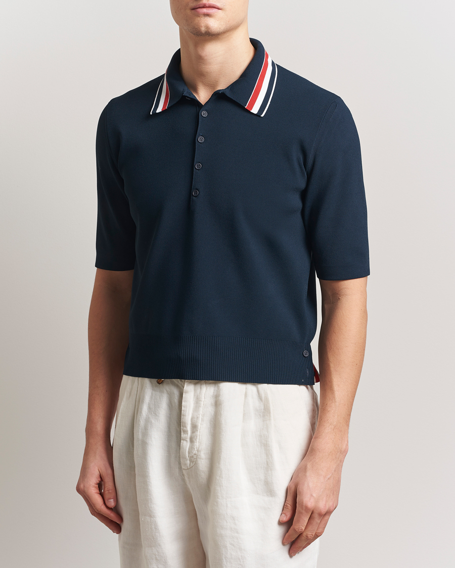 Thom Browne Needle Stitch Tennis Polo Navy