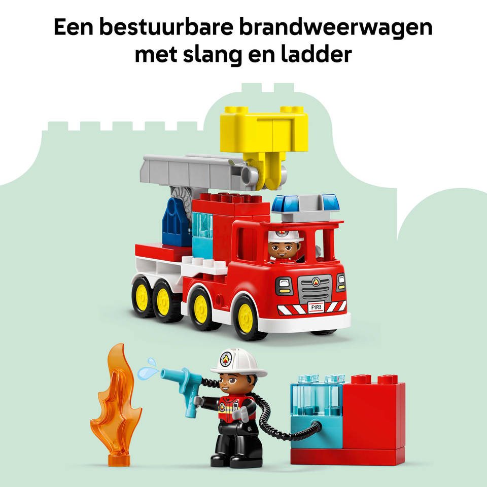 LEGO DUPLO brandweertruck met slang en brandweerman 10473