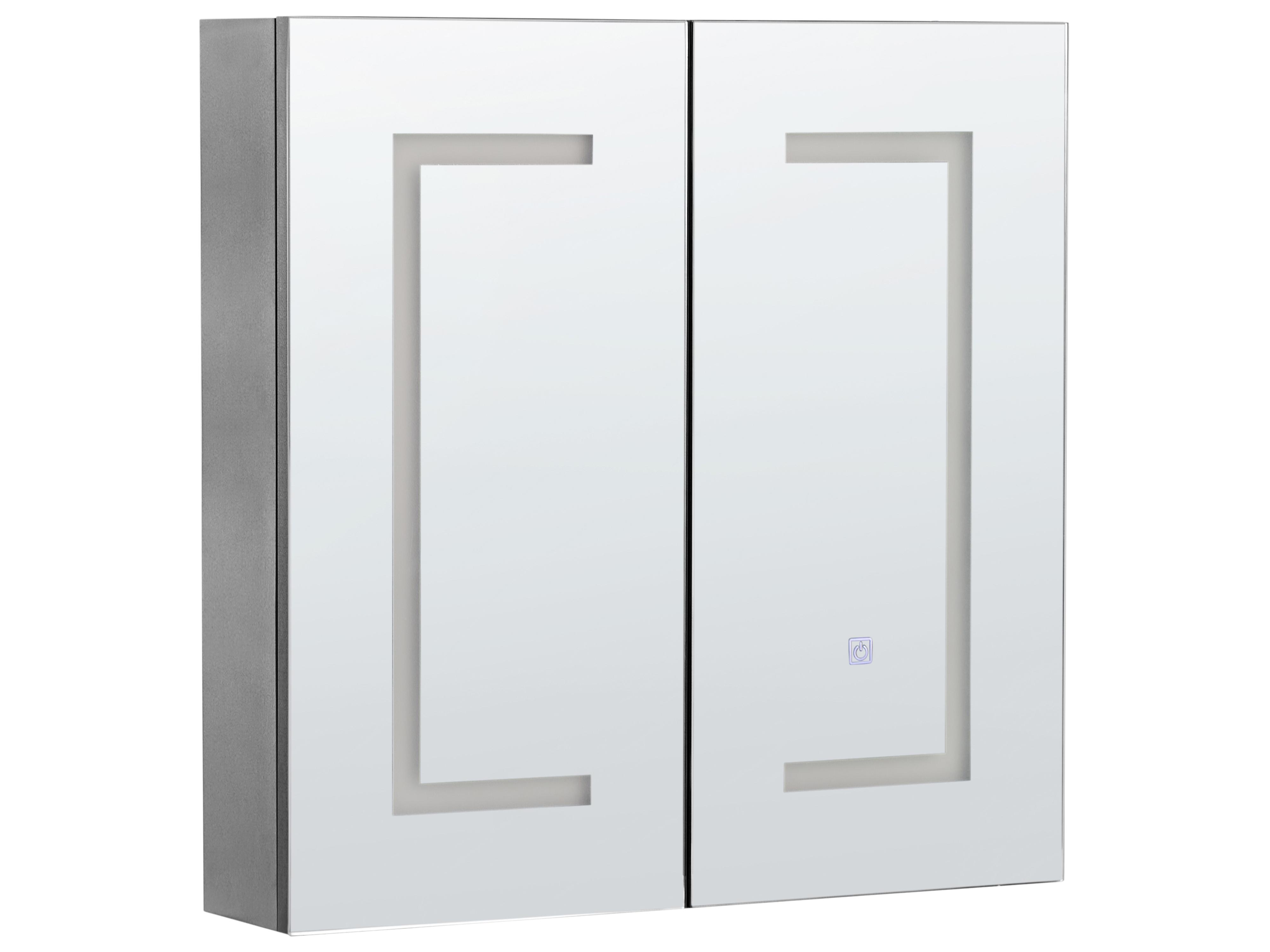Badkamer wandkast met spiegel LED MAZARREDO 60 cm 60 cm Zwart