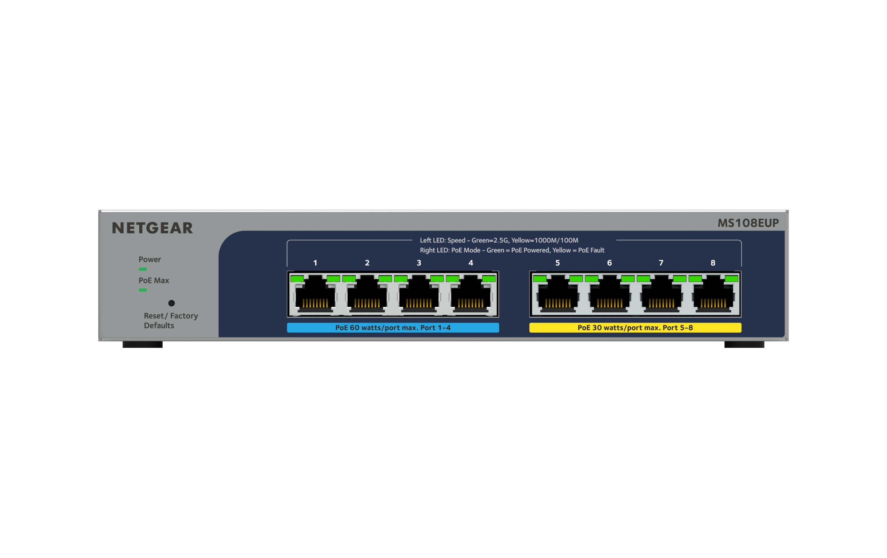PoE++ Switch MS108EUP-100EUS 8 Port<br>8-Port Multi-Gigabit (2.5G) Ultra60 PoE++ Ethernet Plus Switch