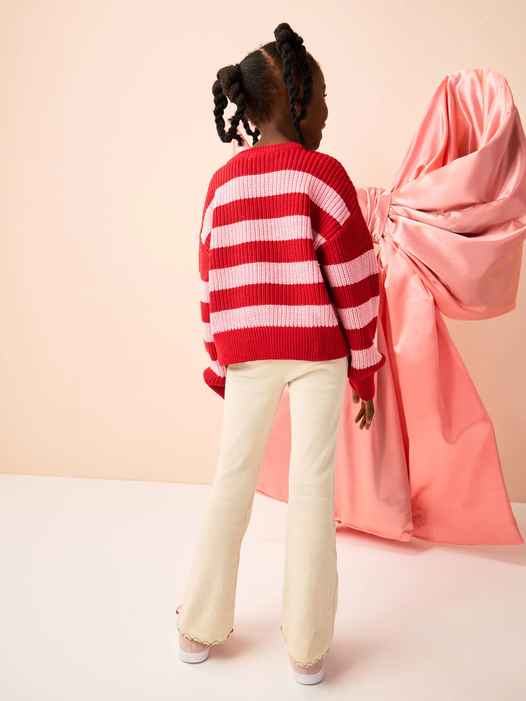 Rood/roze - Kersttrui met slee-streep (3-16jr)