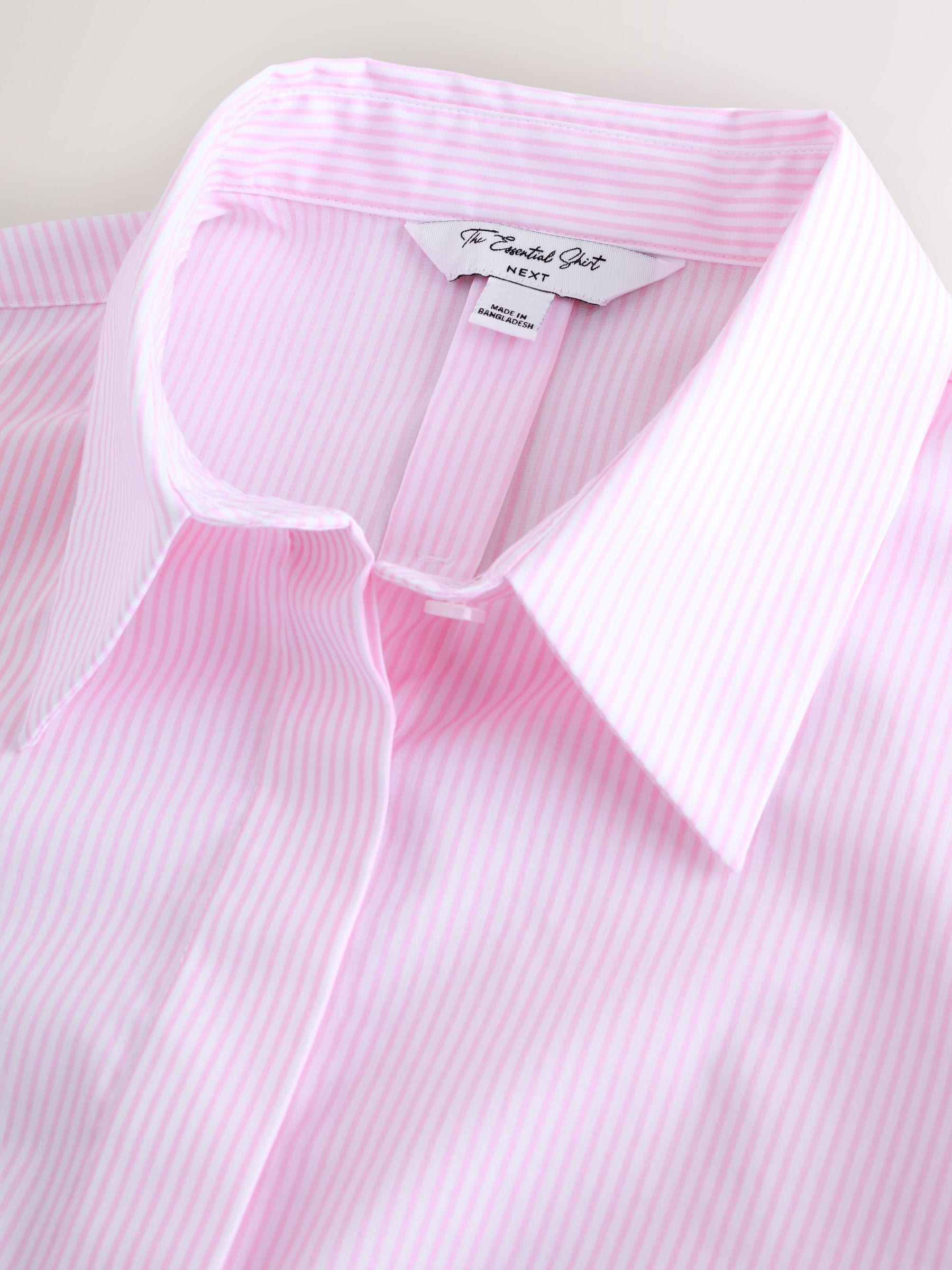 Roze/wit gestreept - Fitted Stretch Essential Long Sleeve Shirt