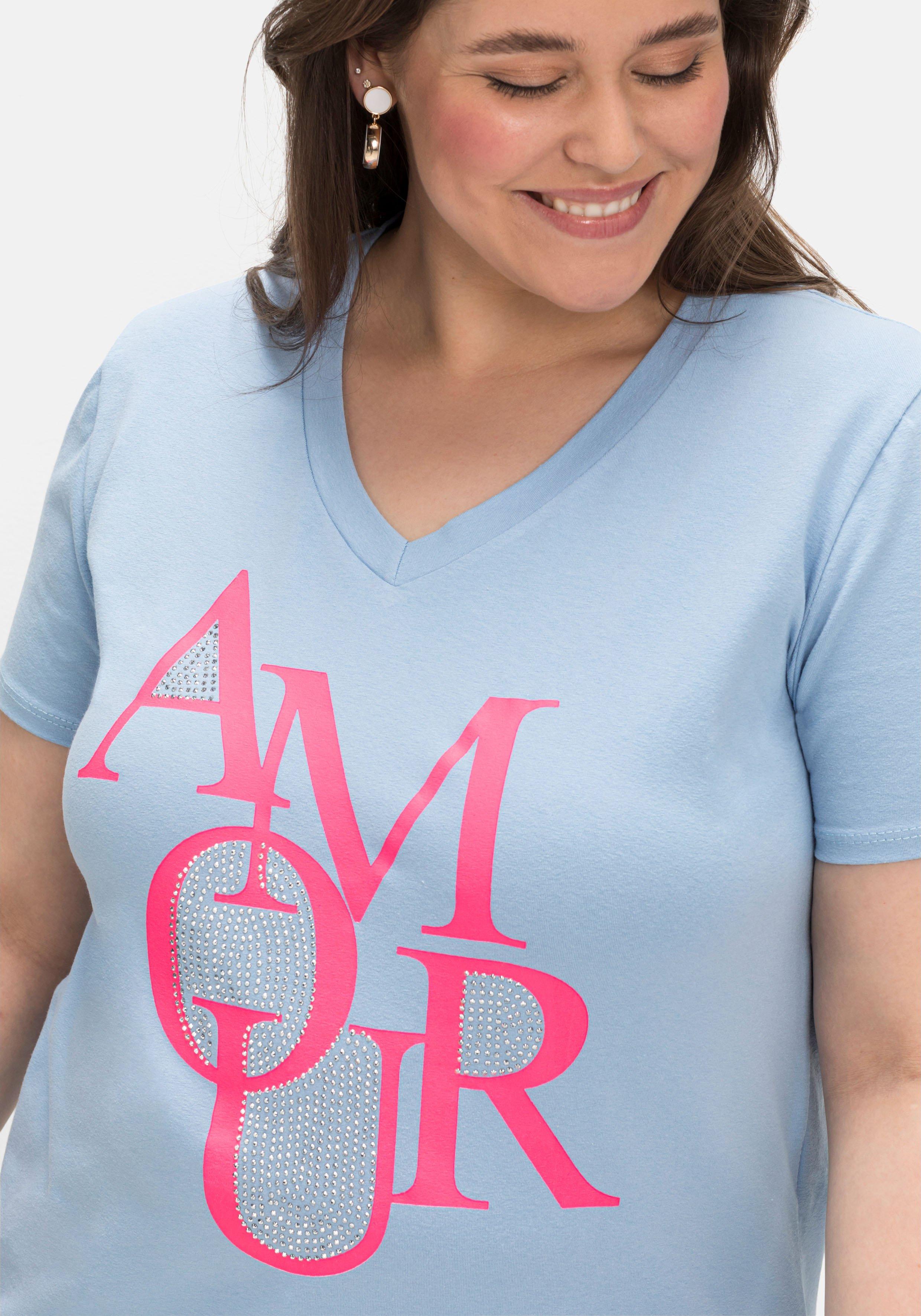 T-Shirt mit Neon-Frontprint, elastische Qualität
