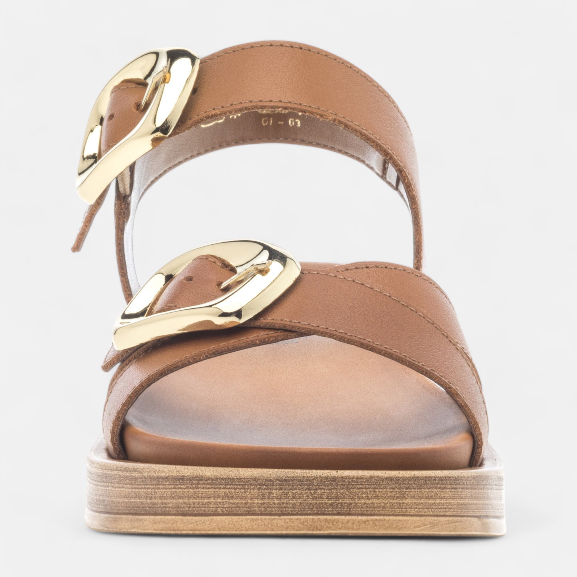 Nu-pieds Femme en cuir cognac