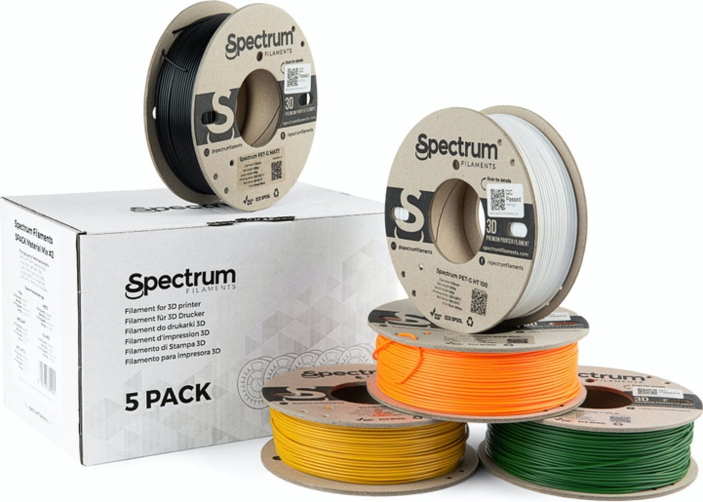 Spectrum  5er-Set Material Mix #2, 1,75 mm    Filamente auf ökologischen Pappspulen