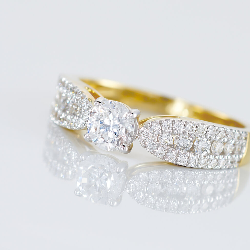 Bague Solitaire Stockholm Or Jaune Diamant Synthetique