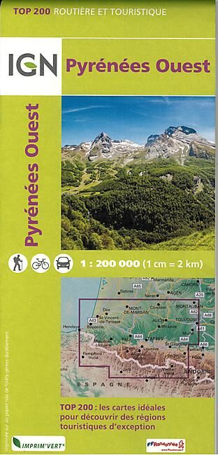 IGN - TOP 205 PYRENEES OUEST ECHELLE 1 200 000
