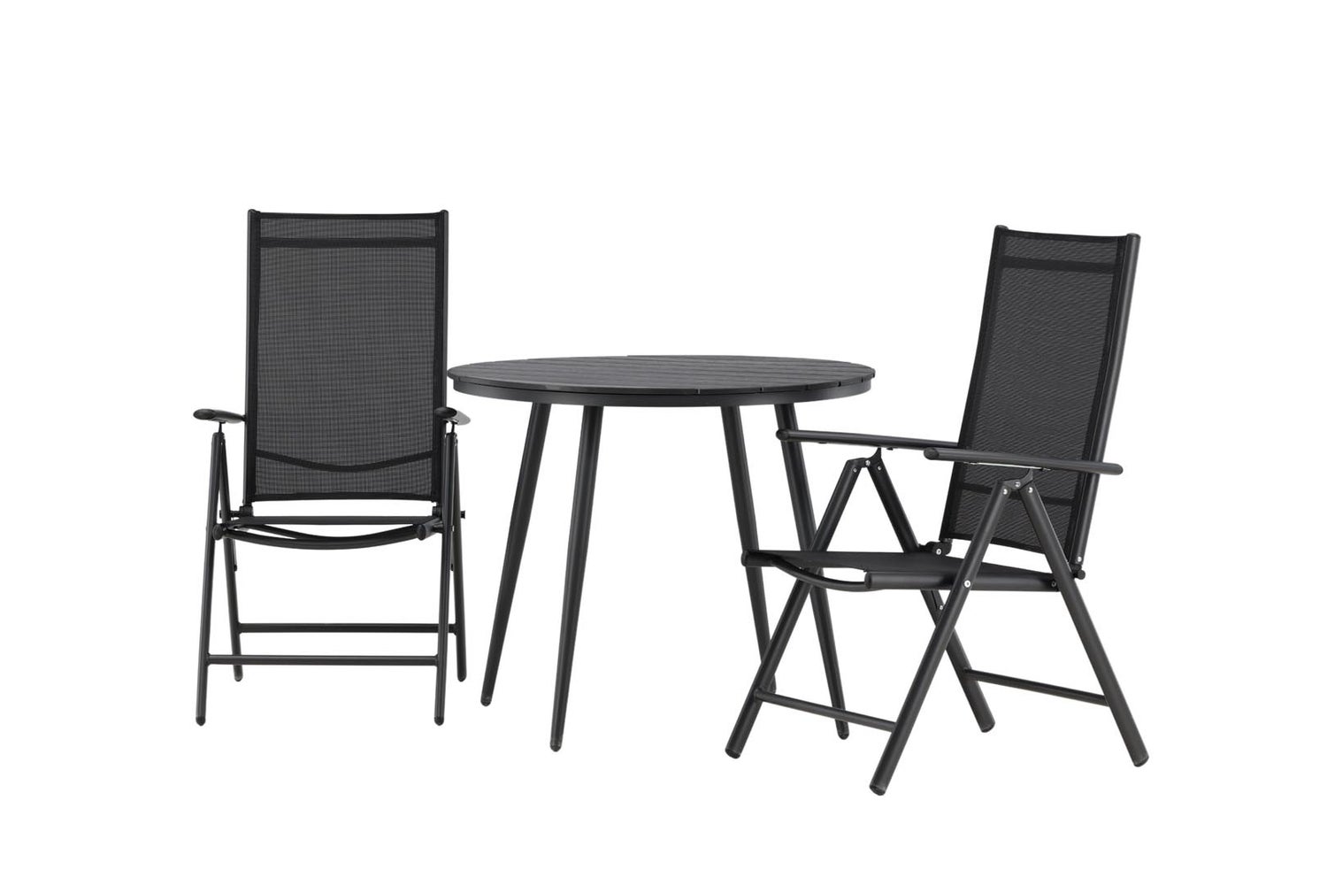 Break tuinset: tafel 90x90cm, 2 Break stoelen, zwart. 90 x 74 x 90 cm
