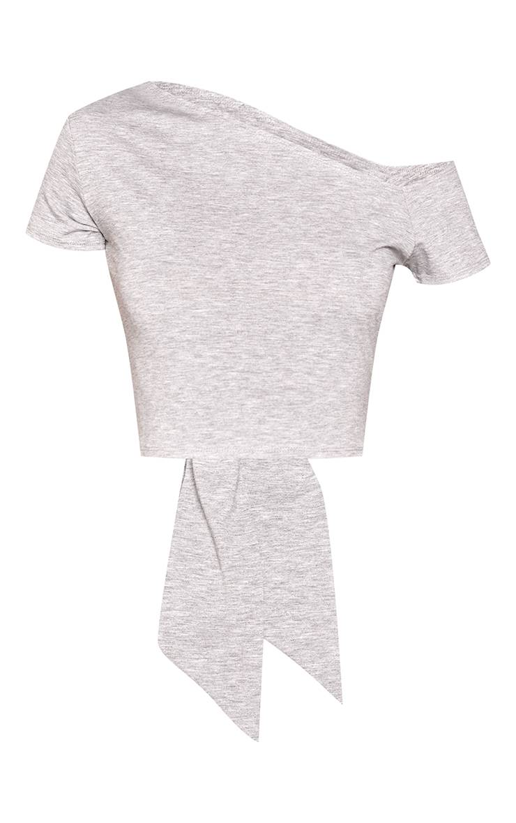 Gris Chiné Haut En Jersey Asymétrique Avec Taille Cintrée