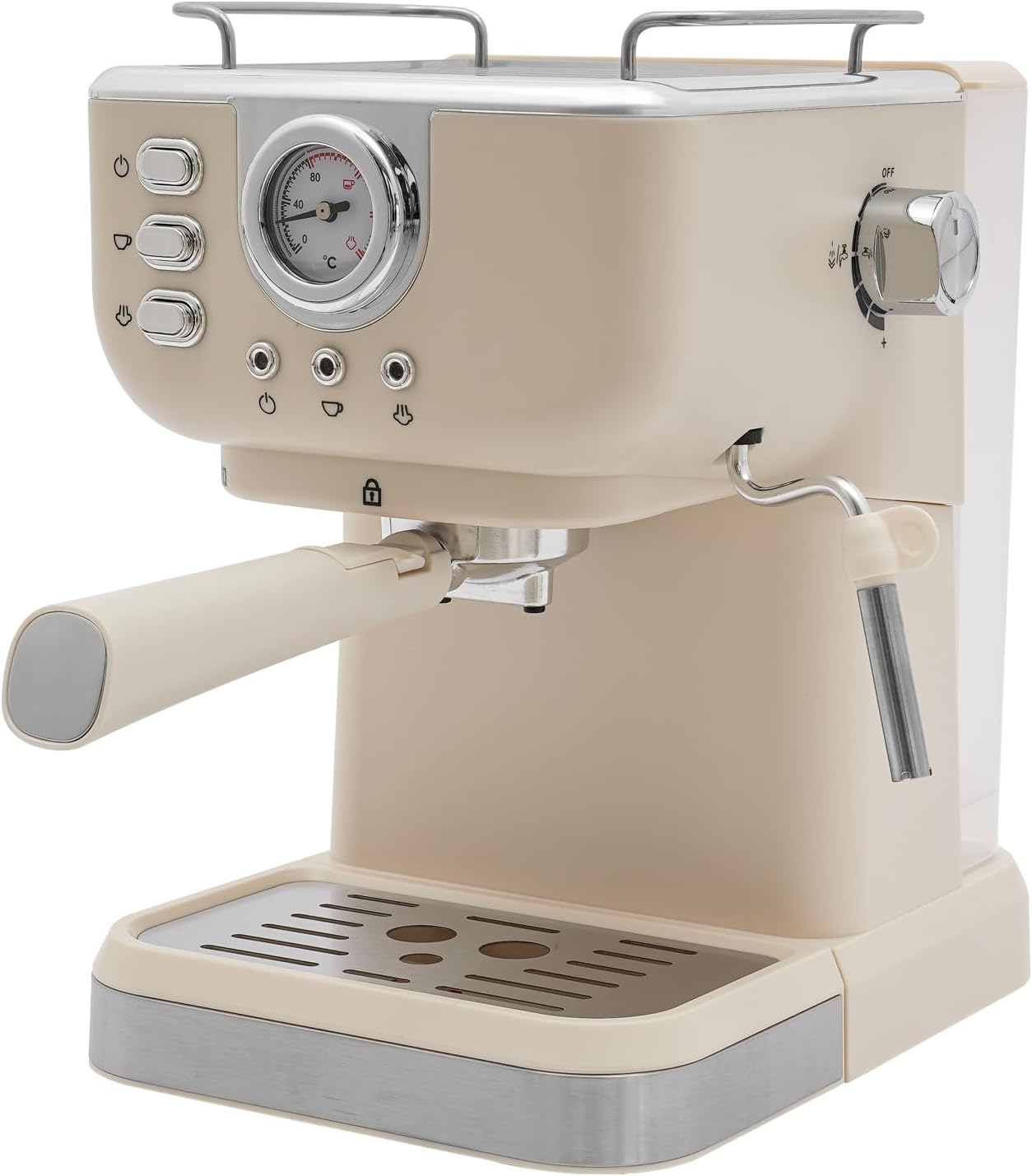 Espressomaschine 20 Bar, Espresso Siebträgermaschine Kaffeemaschine mit Milchaufschäumer 1,5L Mini-Espressomaschine für Mokka, Latte, Caramel Macchiato, Cappuccino
