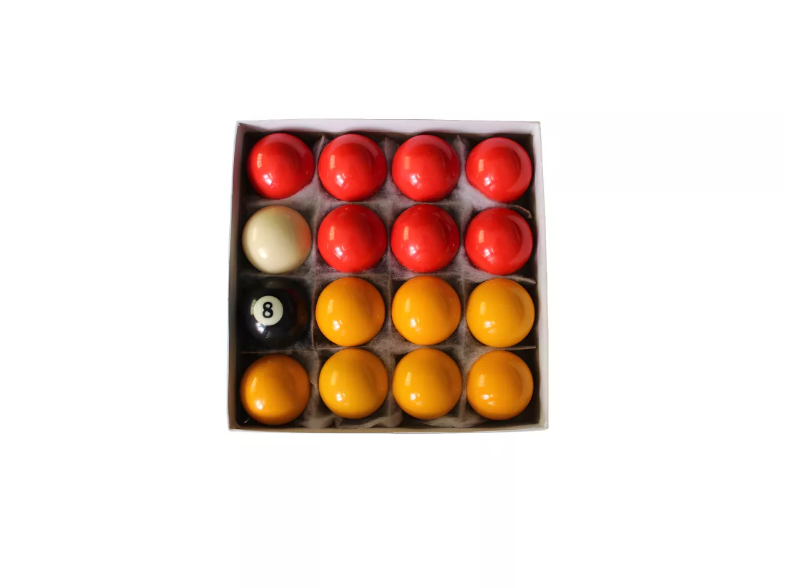 Set de 16 Boules de Billard Anglais en résine, 7 boules jaunes, 7 boules rouges, 1 blanche et 1 noire