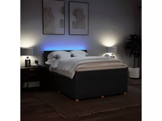 Sommier à lattes de lit avec matelas Noir 160x200 cm Tissu