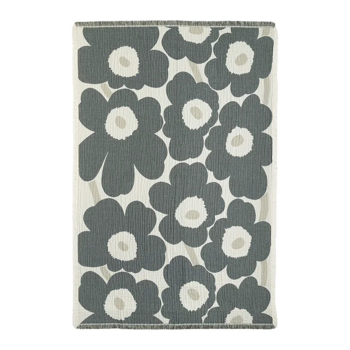 Marimekko - Unikko Decke, 150 x 220 cm, off-white / charcoal / sand