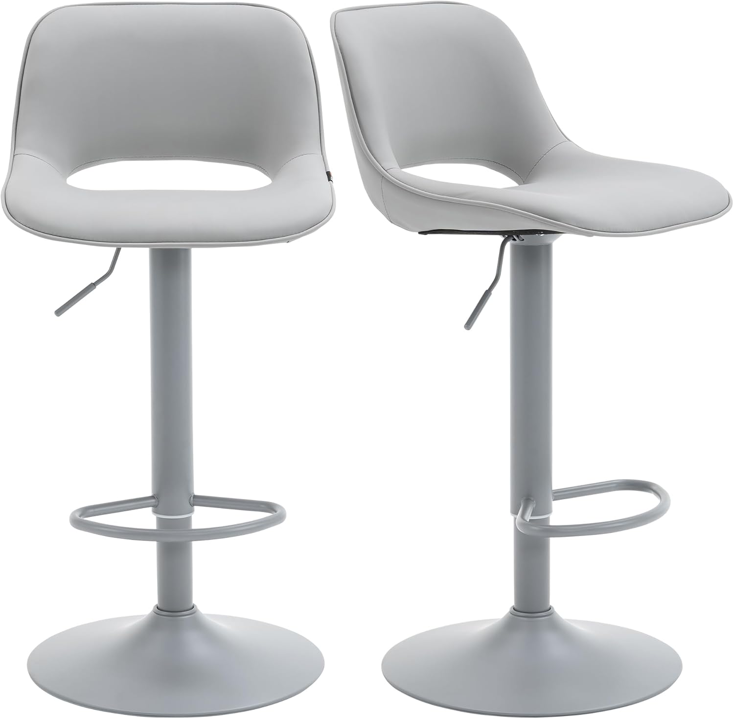 YOUNIKE Barhocker 2er Set, Barstühle Bar Stool Höhenverstellbar Drehstuhl, Küchenstühle Tresenstuhl mit Hohler Rückenlehne, Hohe Barhocker für Bartheke Küche, Alles Grau