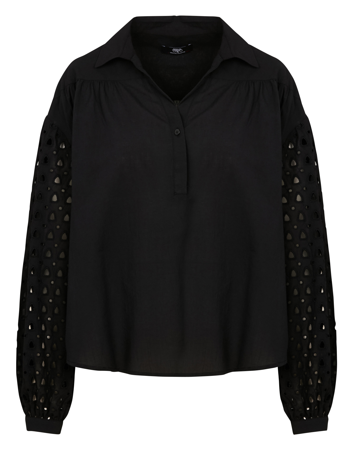 CUNCA - Blouse ample brodée en coton | Noir