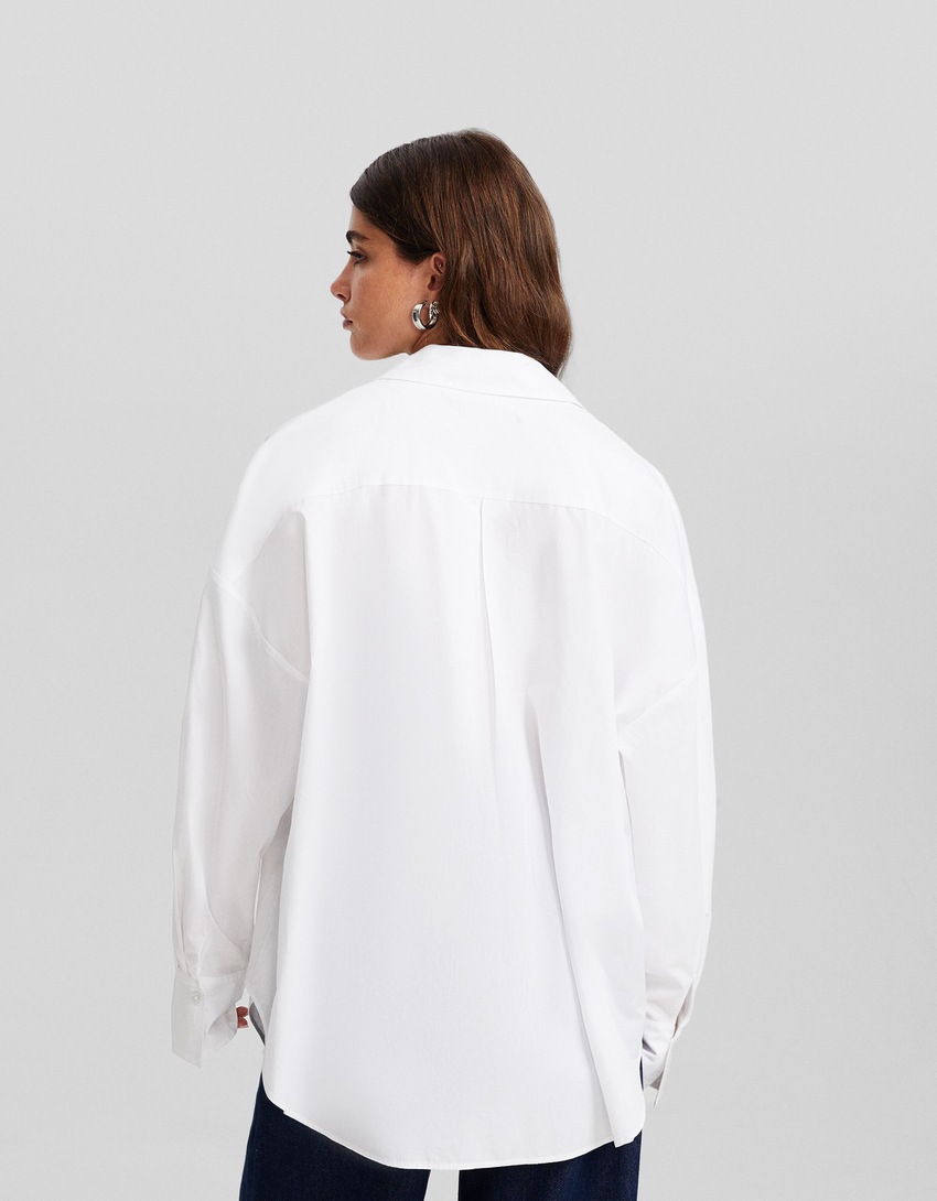 Camisa de popeline oversized de manga comprida