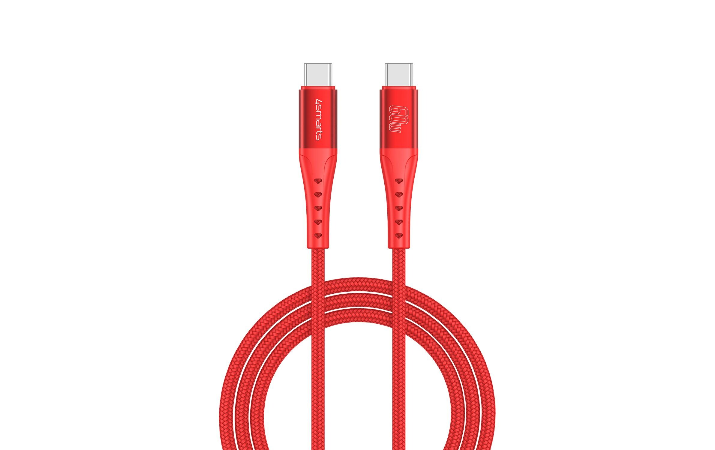 USB 2.0-Kabel Data and charging cable USB C - USB C 1.5 mUSB-C auf USB-C Kabel PrimeCord 60W 1.5m Rot