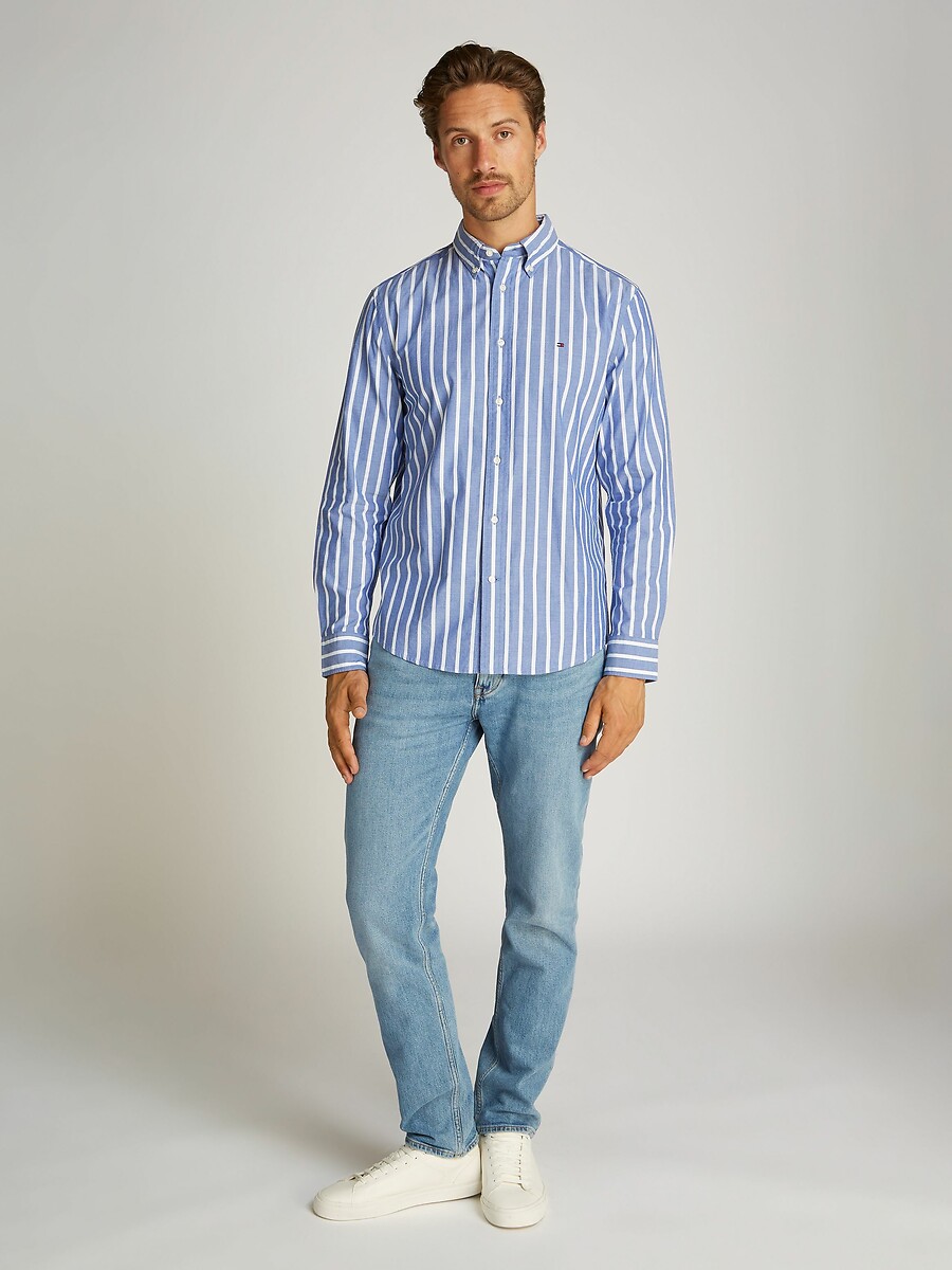 TOMMY HILFIGER<br>Camisa listrada de popeline flexível