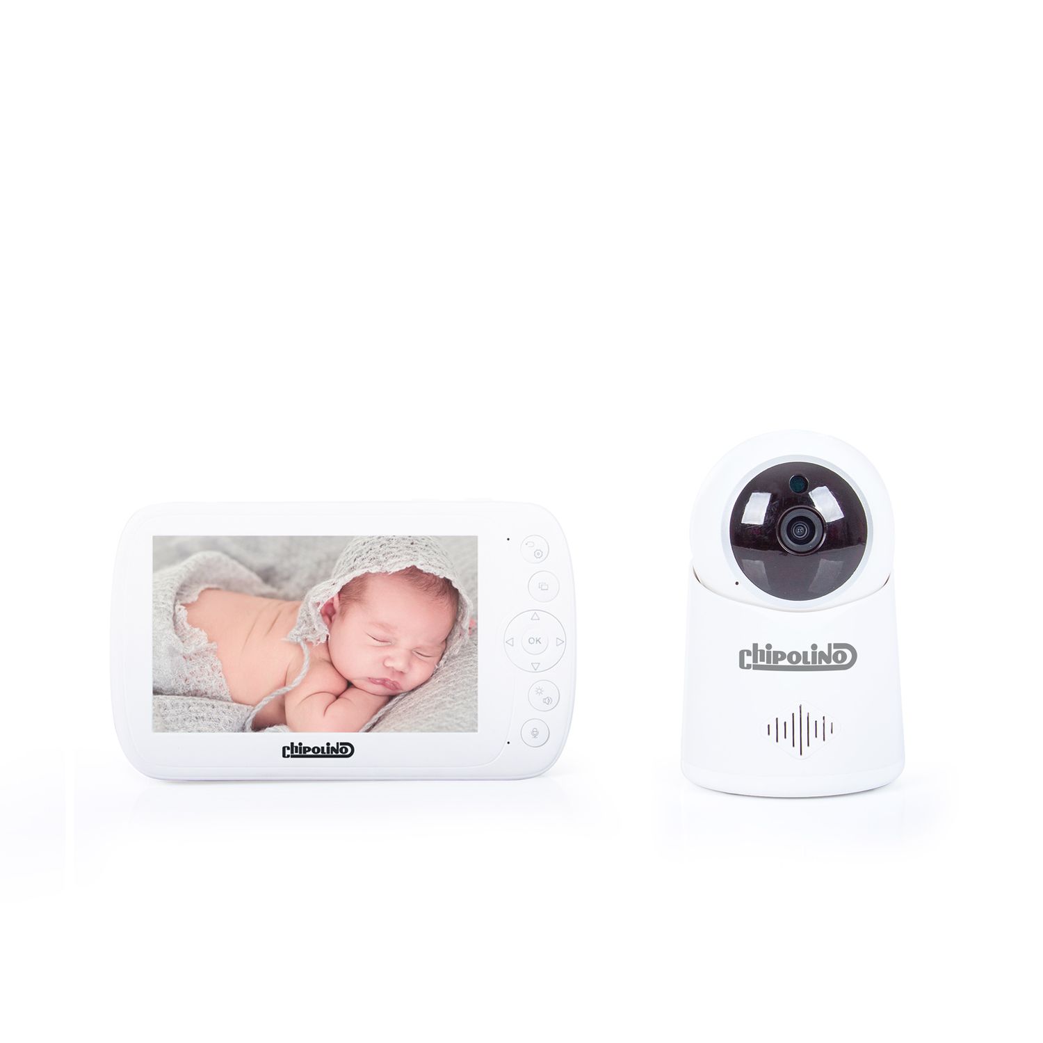 Chipolino Video-Babyphone Orion 5 Zoll LCD Nachtsicht, Musik, Temperatursensor weiß