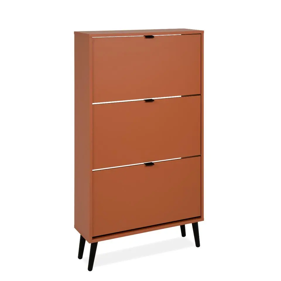 CALICOSY - Schoenenkast VIGO - Terracotta / zwart - 125x70x24 cm