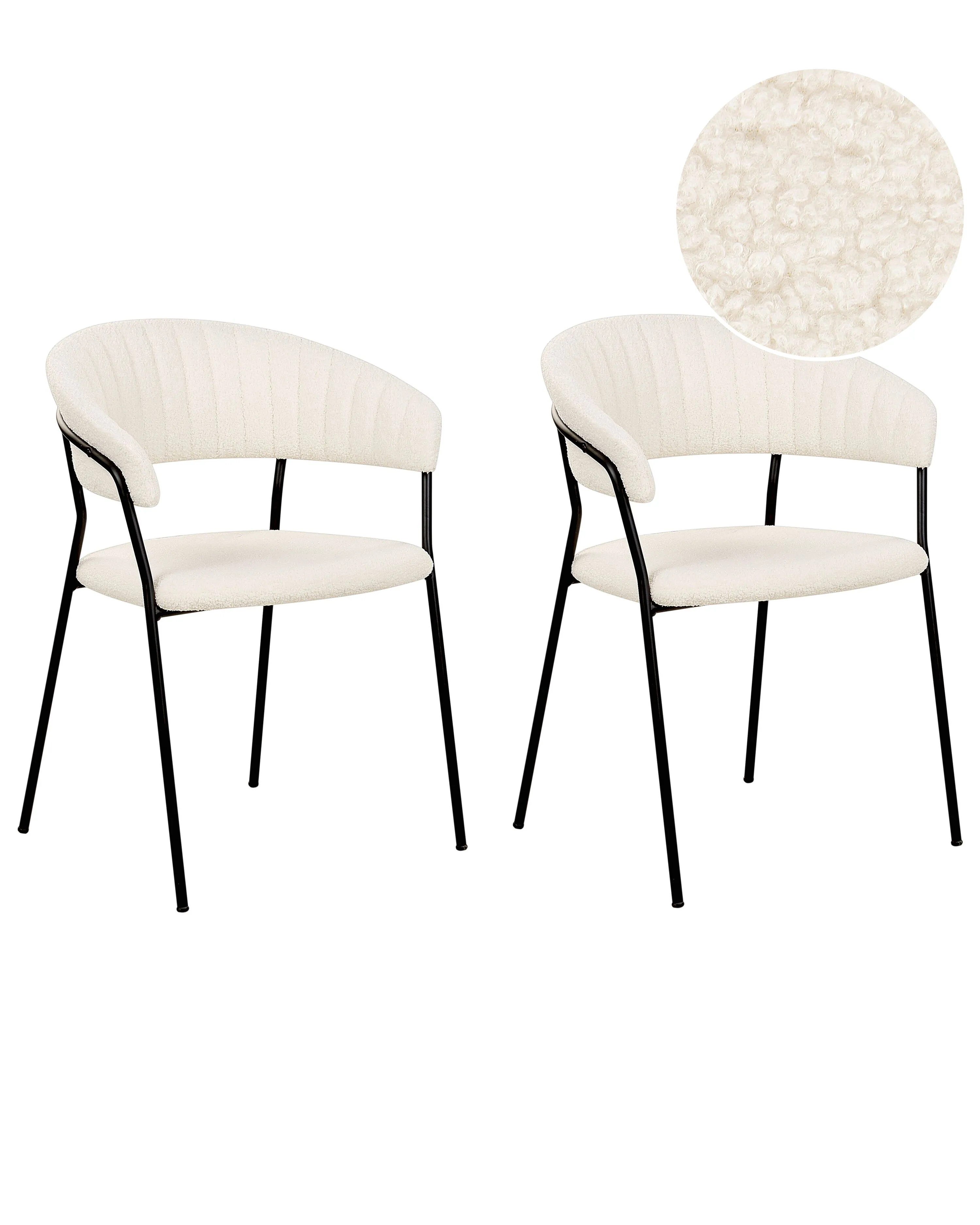Set van 2 eetkamerstoelen MARIPOSA Bouclé Gebroken wit