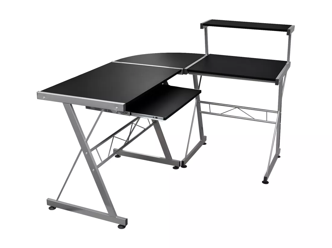 Bureau d'ordinateur d'angle Noir 132x112x99cm Bois d'ingénierie