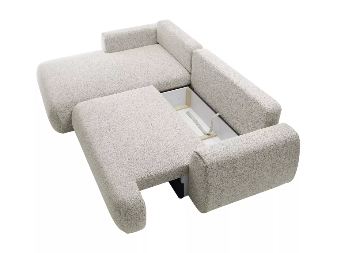 Canapé d'angle gauche convertible en tissu texturé gris clair MONELIA