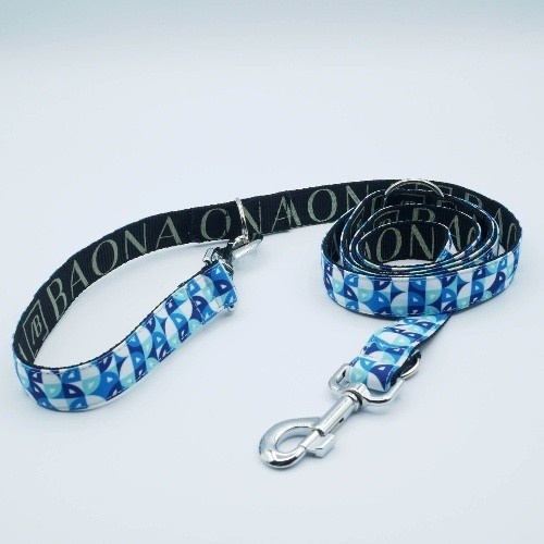 Guia para cães Baona Henderson em nylon reciclado com múltiplas posições, azul.