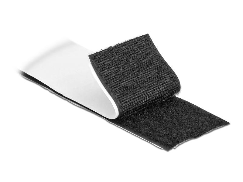 Delock Klettband-Rolle 10 m x 50 mm Haft und Flauschband Sc Klettband selbstklebend mit Haft- und Flauschband L 10 m x B 50 mm Schwarz