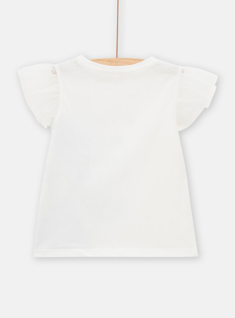 T-shirt blanc avec animation parisienne pour fille