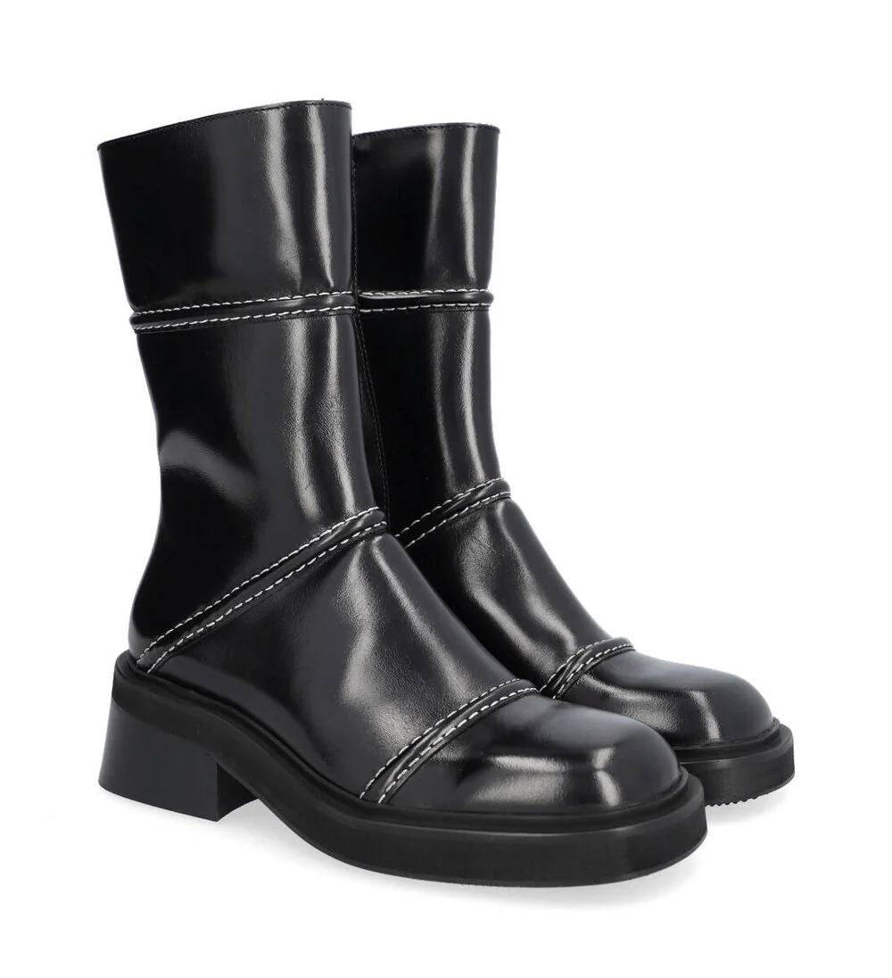 Billi Bi  A5083 Støvle med stikninger - Black rustic oil