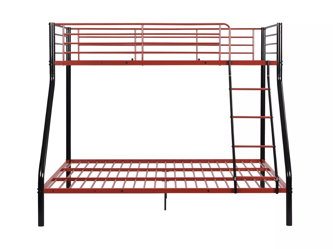 Lits superposés ELEVATIO IV - 90 et 140 x 190 cm - Acier - Noir et rouge + matelas