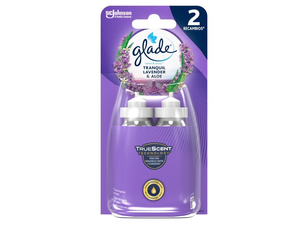 AMBIENTADOR GLADE SENSE & SPRAY RECARGA LAVANDA 2X18ML
