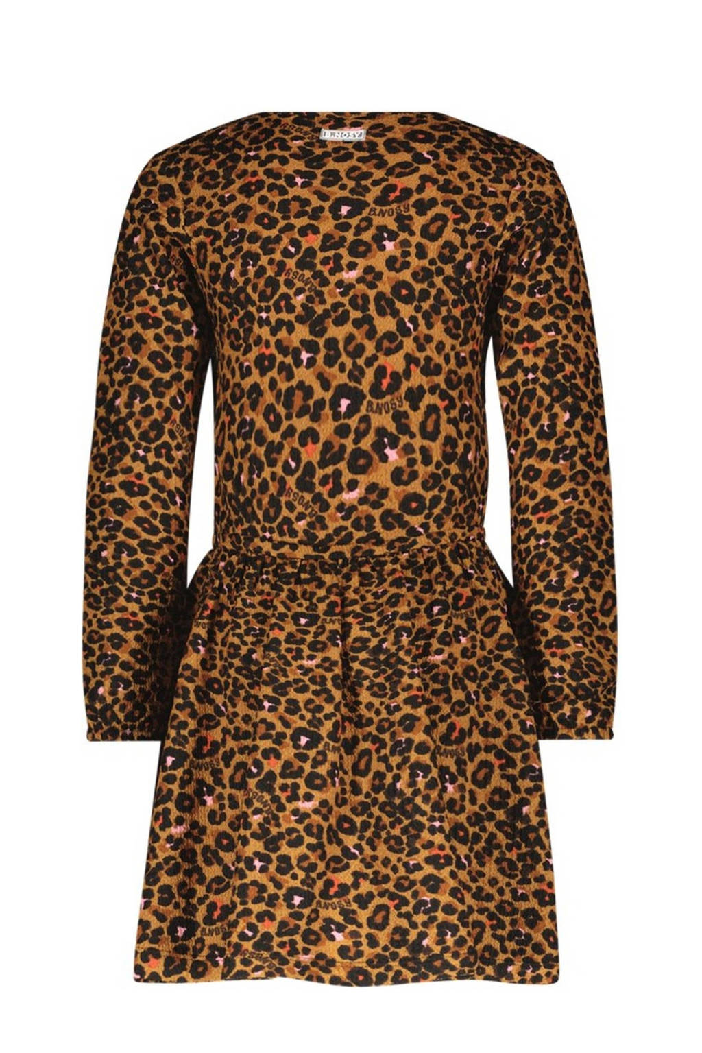 B.Nosy jurk Doutzen met panterprint en ruches bruin/donkerbruin
