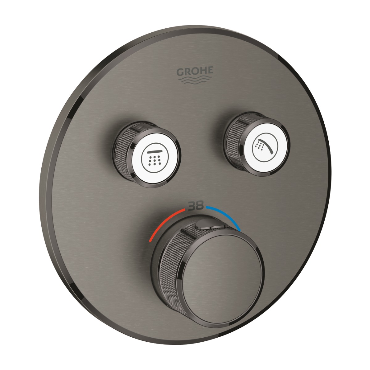 Grohe Grohtherm SmartControl thermostaat met omstel 2-weg rond brushed hard graphite