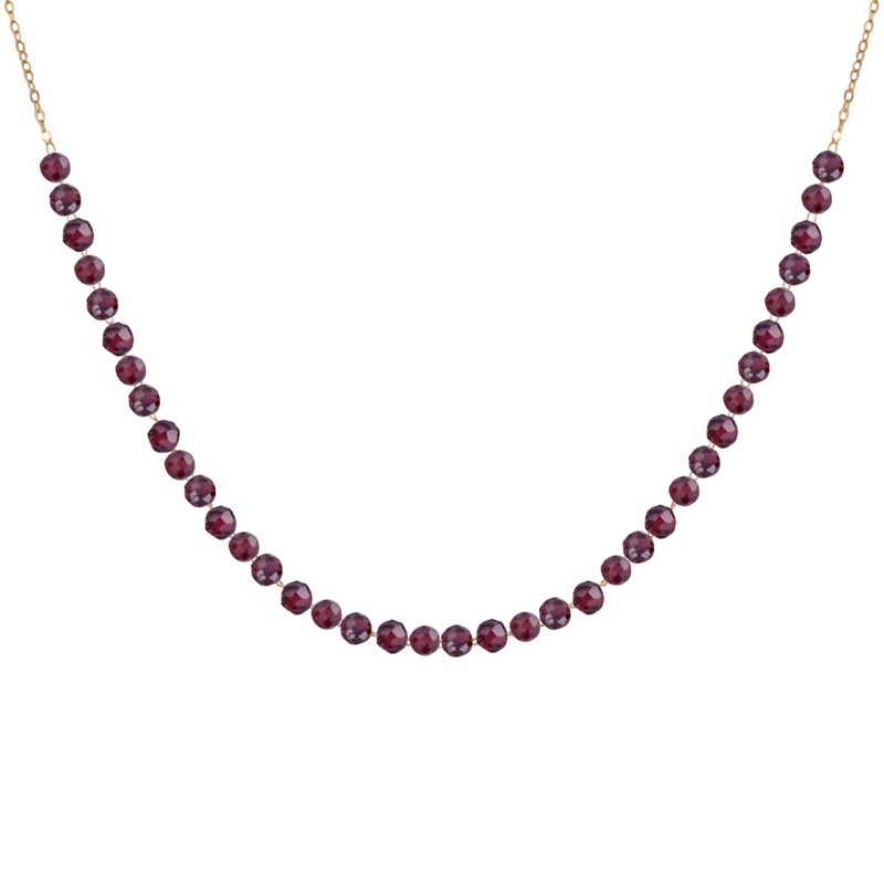 Collier Plaqué Or Perles Facettées de Grenat