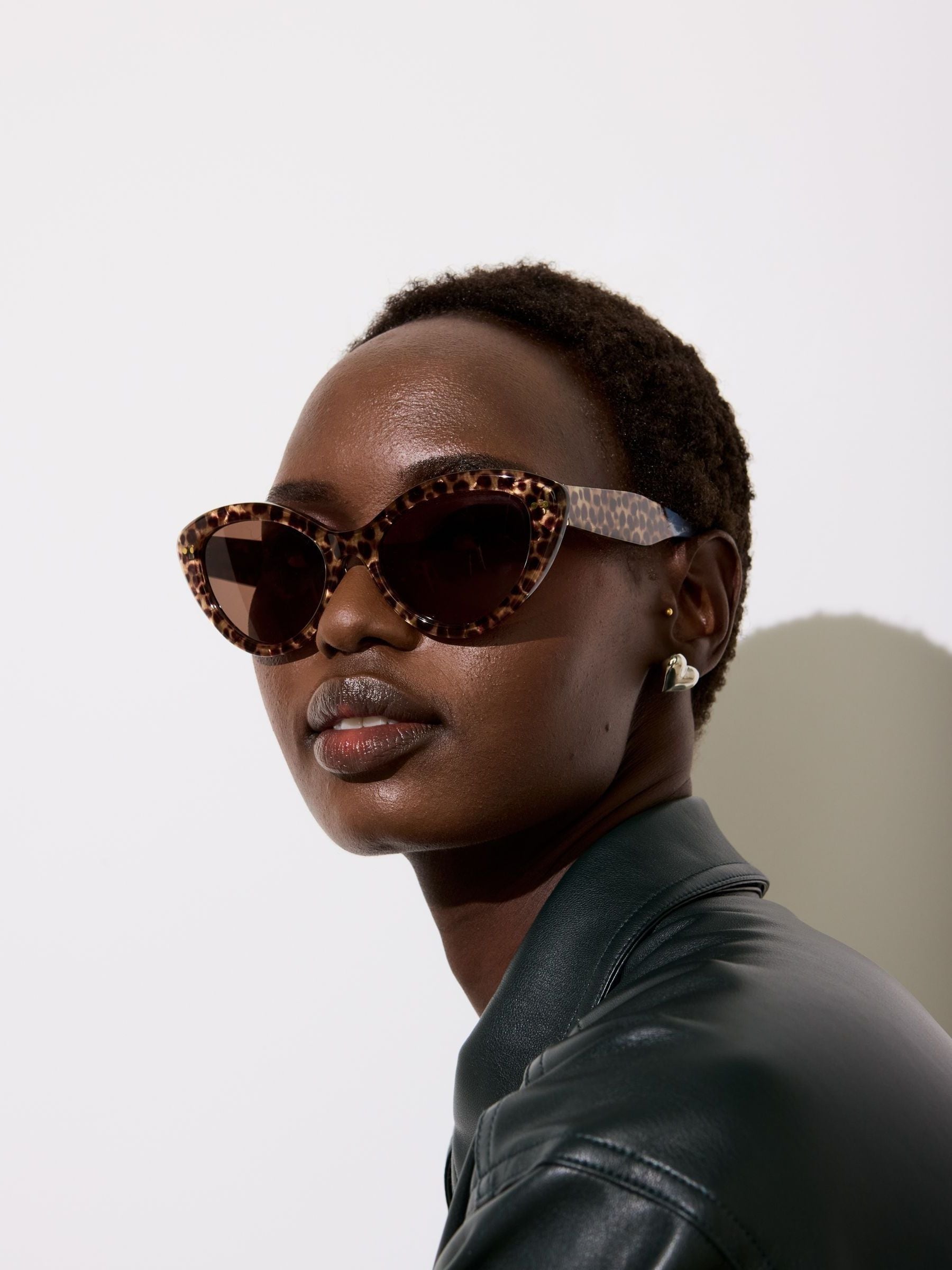 Oliver Bonas Leopard Print Cat Eye Acetate Sunglasses
