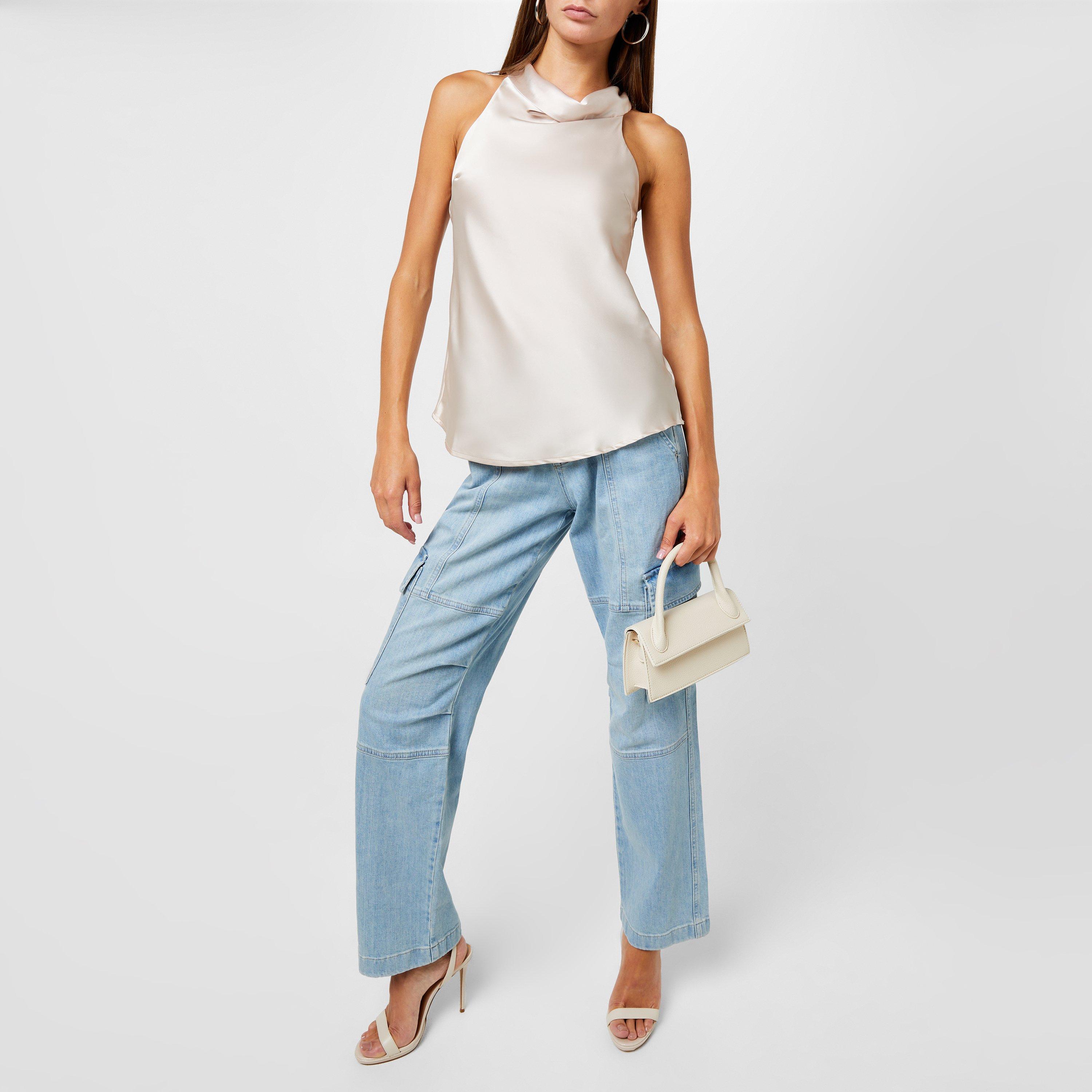 I Saw It First ISAWITFIRST Halter Cowl Neck Top