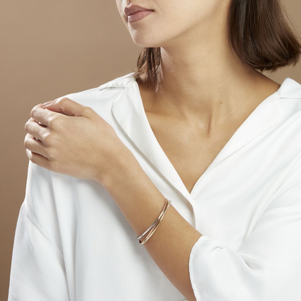 Bracelet Jonc Catalin 3 Fils Entrelaces Or Tricolore
