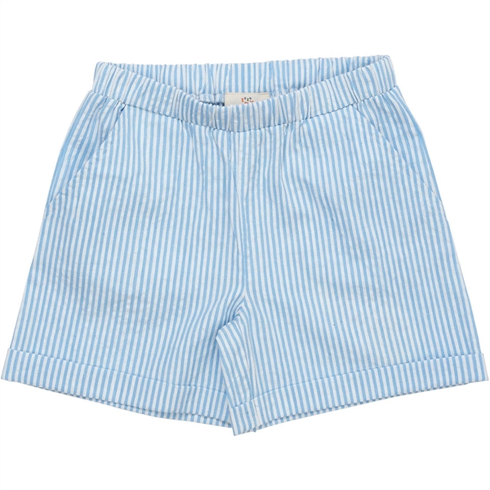 Køb COPENHAGEN COLORS Sky Blue W Cream Stripe Seersucker Sporty Shorts