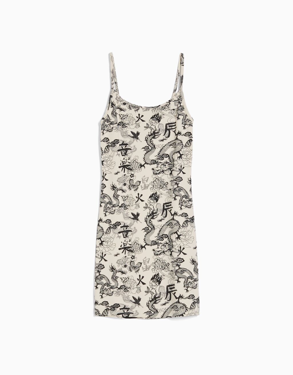 Vestido curto canelado com alças finas