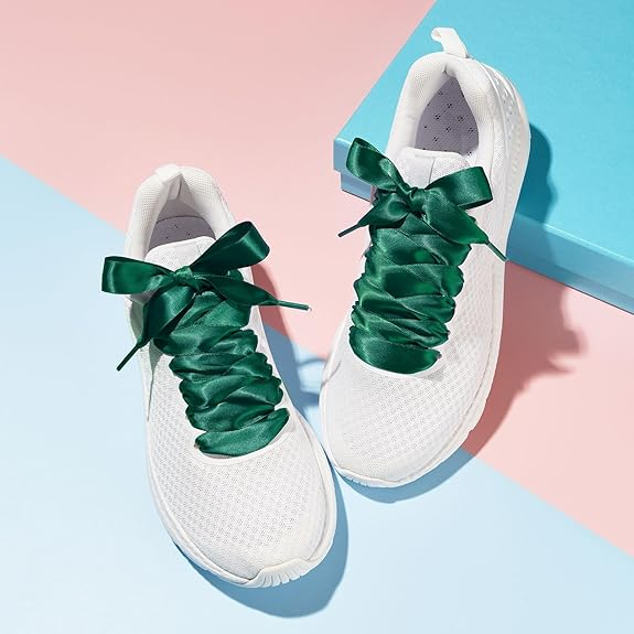 (1 Paar) 120cm Breite Satin Schnürsenkel Klassische Sneaker Schuhbändel - Grün