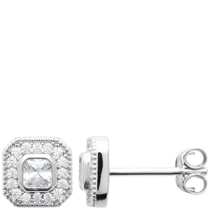 Boucles d'oreilles puces - Argent 925/1000 rhodié & oxyde de zirconium
